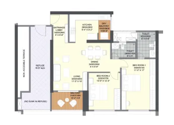 2 BHK floor plan